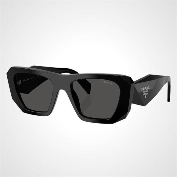Prada Accessories - New PRADA Sunglasses Black 53mm Silver Symbole Logo Square Oversized Grey Lens